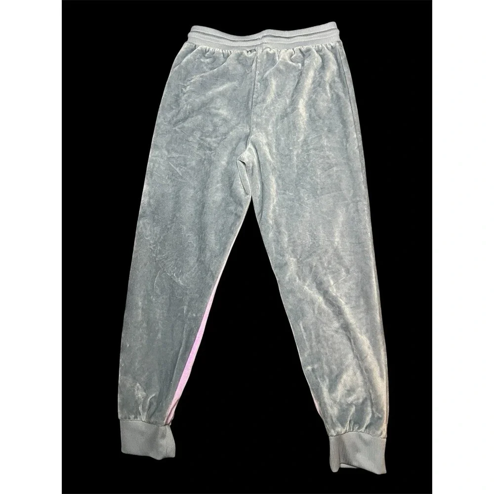 Converse All Star Kids Velour Joggers Grey Lavender Velvet Sweatpant Large 12-13